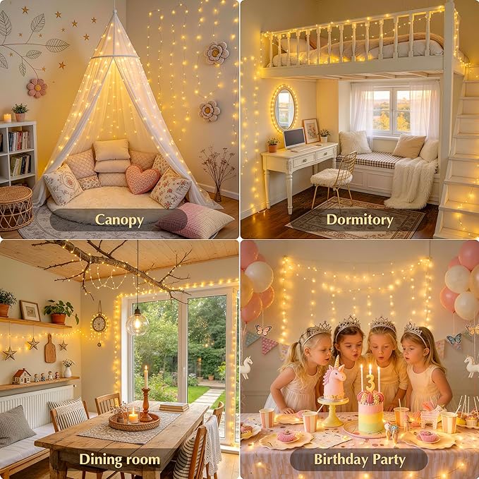 JMEXSUSS 300 LED Fairy Lights Plug in, 66FT USB String Lights for Classroom | Indoor Christmas Lights for Outdoor Dorm Party Patio Living Room Tree Decor, with Remote and Timer 8 Modes,Warm White