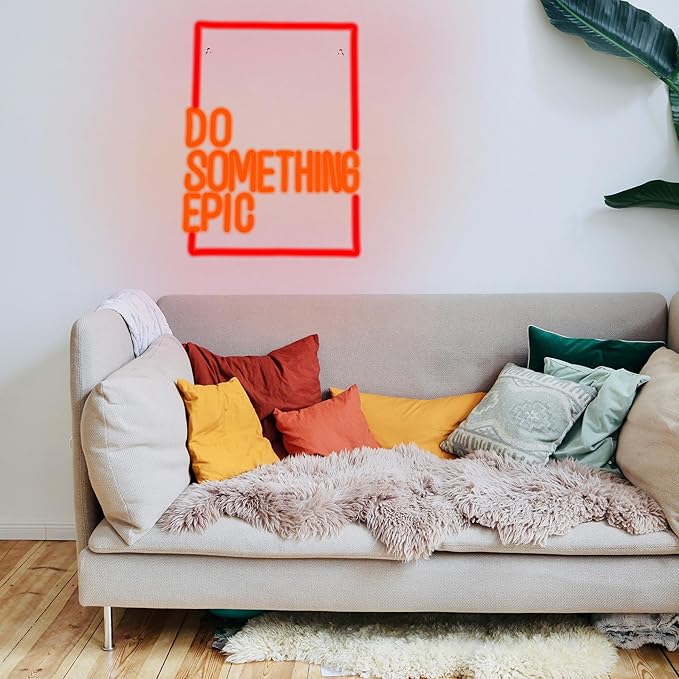 Do Something Epic Neon Sign for Wall Decor Red Letter Led Neon Light Special Box Light Up Sign Dimmable Inspirational LED Light Sign for Bedroom Gym House Man Cave Game Room Club