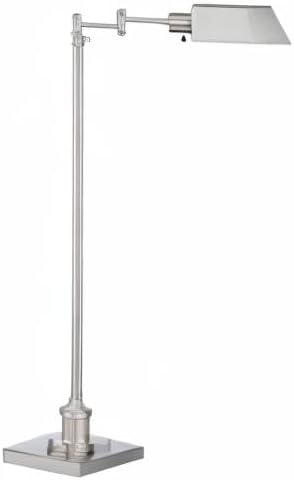 Jenson Brushed Nickel Adjustable Swing Arm Pharmacy 54" Tall Floor Lamp | Traditional Farmhouse Light Standing Base Silver Metal for Living Room Reading House Bedroom Home Office