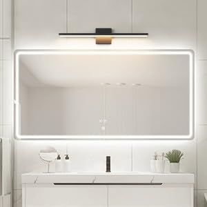 Ralbay 5 Color Temperature Dimmable LED Modern Bathroom Vanity Light Bar 24inch Matte Black Modern Acrylic Bathroom Wall Lighting Fixtures Over Mirror