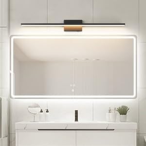 Ralbay 5 Color Temperature Dimmable Black Bathroom Vanity Light Bar 40inch Acrylic LED Modern Matte Black Bathroom Wall Lighting Fixtures Over Mirror
