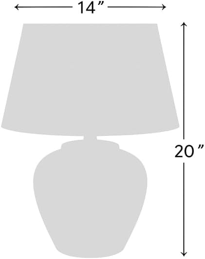 Nourison Home 20" Two-Tone White and Tan Glossy Ceramic Table Lamp, Bedside Nightstand Lamp with Warm Beige Shade for Bedroom, Living Room, Entryway