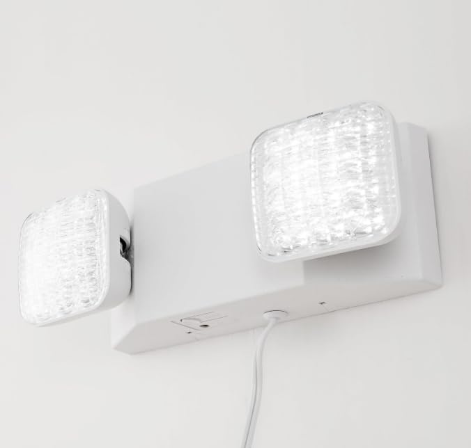 GZRUIYANG LED Emergency Lights with Battery Backup, Commercial Emergency Light Fixtures for Business Home Power Failure Emergency Exit Sign Lighting with 1.0 Meter Plug, Adjustable Square Head