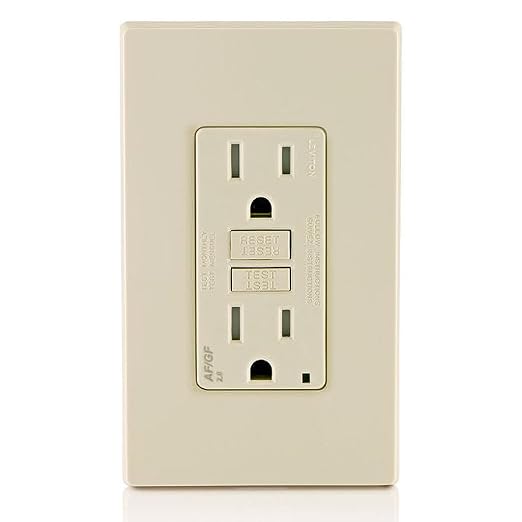 Leviton Dual-Function AFCI/GFCI Outlet, 15 Amp, Self Test, Tamper-Resistant with LED Indicator Light, Protection from Both Electrical Shock and Electrical Fires in One Device, AGTR1-T, Light Almond