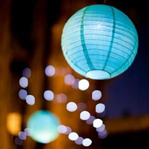 UNIQOOO 18PCS Ocean Blue Paper Lantern Wedding Party Decoration Set, Hanging Japanese Lantern Decor Supply, Easy Assemble, For Home Outdoor Baby Bridal Shower, Birthday Favor Supply, Assorted Sizes