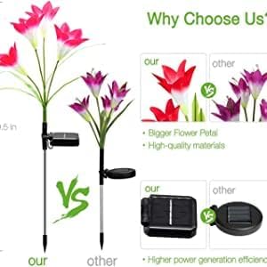 SOLARBABY Solar Lights Outdoor - Lily Flower Solar Garden Lights, 6 Pack Lights Outdoor Waterproof Multicolor Changing LED Flower with Bigger Lily for Patio Yard Pathway Balcony Outdoor Décor