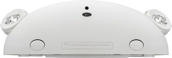 Lithonia Lighting Quantum Emergency Light, 2 Aimable Lamp Heads, 120/277V | Ceiling or Wall Mount, White Thermoplastic, Contemporary Commercial LED Emergency Lights w/ 120/277V Dual Voltage (ELM2L M12)