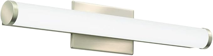 Lithonia Lighting 24-Inch LED Vanity Light with Warm White White Color Temperature, Contemporary Cylinder Bathroom Vanity Wall Light Fixture for Over The Mirror, Brushed Nickel