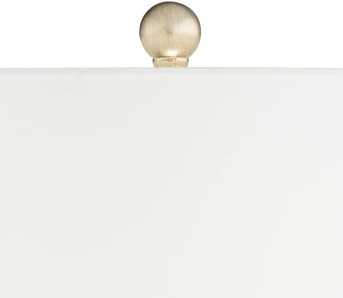 Possini Euro Design Bravo 28" Tall Geometric Modern Table Lamps Set of 2 Champagne Finish White Shade Living Room Bedroom Bedside Nightstand House Office Home Reading Kitchen Entryway Console