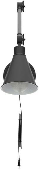 CADUKE Swing Arm Wall Lamp for Bedroom, Set of 2 Plug in Wall Light Fixture with Dimmable Switch, Industrial Metal Black Wall Reading Sconce for Living Room Farmhouse Hallway