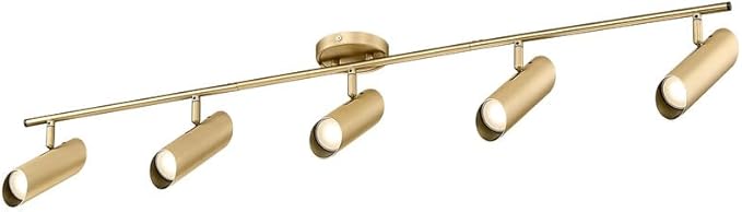 FEMILA 44" Adjustable LED Track Light - 4000K Gold Ceiling Track Lighting Fixture, 350 Degree Rotatable | Modern Kitchen Track Lights | Versatile LED Track Lighting Kit, 4FS79TL-5 BG