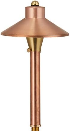VOLT Flat Hat 12V Copper Mini Path Light (7" Shade, 15" Tall) for Low Voltage Landscape Lighting on Outdoor Pathway, Walkway, Garden, Driveway or Patio