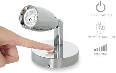 THALASSA RV 12V Reading Light Dimmable - Polished LED Berth Lights Book Lamp with Blue Circle Night Decorative Lighting Surface Mounted Near Bedside Under Cabinet in Trailer Boat Yacht Pack of 2
