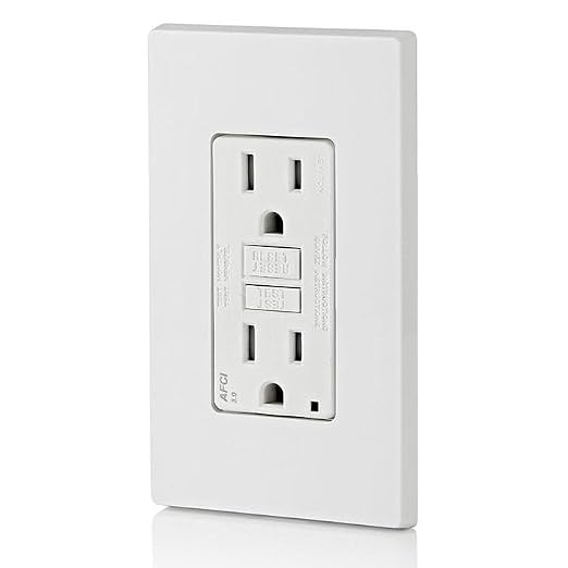 Leviton AFCI Outlet, 15 Amp, Self Test, Tamper-Resistant with LED Indicator Light, Protection from Electrical Fires, AFTR1-W, White (Pack of 10)