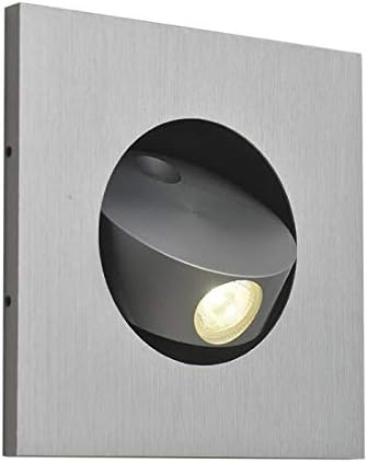 3W LED Wall Recessed Step Stair Lighting Bedside Reading Light Fixture Hidden On/Off Switch Adjustable Warm White Silver Square