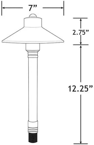 VOLT Flat Hat 12V Copper Mini Path Light (7" Shade, 15" Tall) for Low Voltage Landscape Lighting on Outdoor Pathway, Walkway, Garden, Driveway or Patio