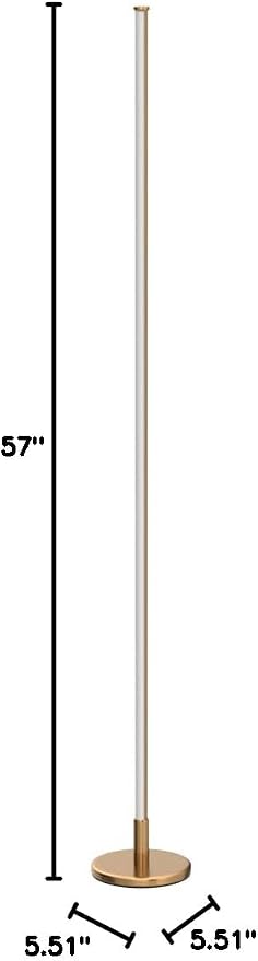 Minimalist Corner Floor Lamp - 2700K-6500K Dimmable LED Light | Modern Standing Mood Lamp with Remote Control for Living Room, Bedroom - 57" - 12W - Gold - 1Pack