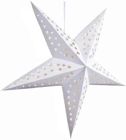 White Serenity Paper Star Lantern with 12 Foot Power Cord Included