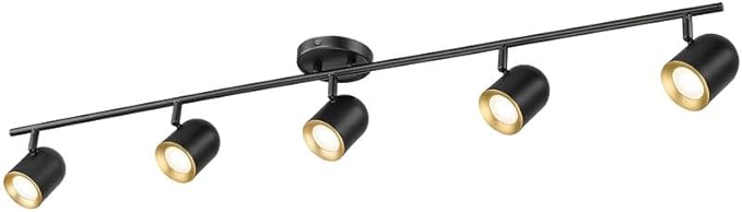 FEMILA 44" Adjustable LED Track Light, 3000K Black Ceiling Track Lighting Fixture, 350 Degree Rotatable, Modern LED Track Light Kit, 4FS78TL-5 BK