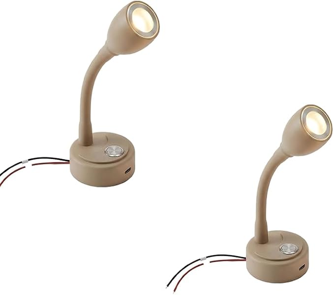 2 Pack 12V RV Reading Light, Flexible Gooseneck LED Wall Lamp with Touch Switch, 4000K Warm White Bedside Spotlight for Camper, Trailer & Boat Interior, PWM Dimmable (External PWM Dimmer Not Included)