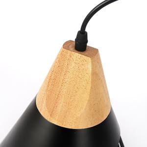 Pendant Lights Kitchen Black 2 Pack,Industrial Modern Lighting Hanging Lamps,Wood Dome Minimalist Industrial Ceiling Hanging Lights for Kitchen Island,Dining Room,Living Room,Bedroom,Hallway
