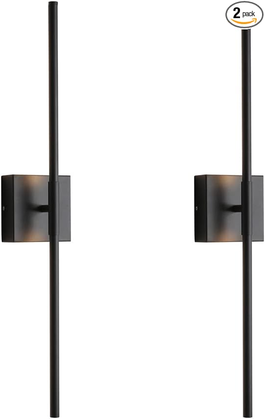 KUZZULL Wall Sconces Set of Two Matte Black Wall Light Fixtures Wall Lamp with Led 3000K 12W Sconces Wall Lighting Wall Lights Sconces Wall Decor Set of 2 Black Wall Sconce Wall Lamps for Bedrooms