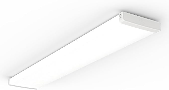 Lithonia Lighting 4' Wraparound LED Shop Light, Adj Brightness, 3-in-1 CCT | TruWrap 4-Foot Low-Profile LED Ceiling Light Fixture, Adjustable Lumens, 3000K/4000K/5000K CCT, Flat Diffuser, Medium Width