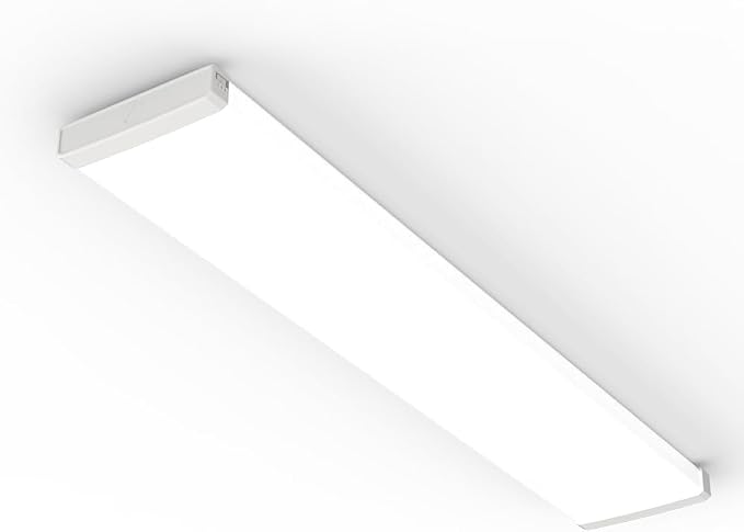 Lithonia Lighting 4' Wraparound LED Shop Light, Adj Brightness, 3-in-1 CCT | TruWrap 4-Foot Low-Profile LED Ceiling Light Fixture, Adjustable Lumens, 3000K/4000K/5000K CCT, Flat Diffuser, Medium Width