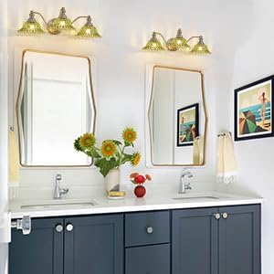 Brushed Nickel Green 3 Light Vanity Light Bathroom Light