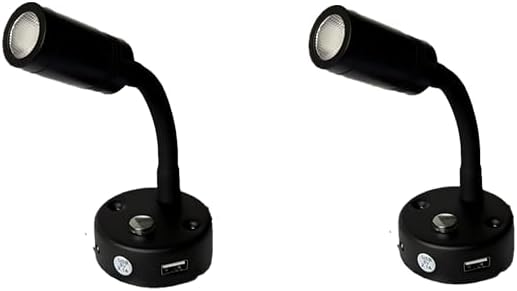 12V RV Reading Light, LED Wall Lamp with Switch, Bedside Light for Camper Trailer Boat,Dimming Function Available When Pressing the Touch Switch continously, Warm Light（2-Pack 3000k） | USB+Type-c,Dimmable,