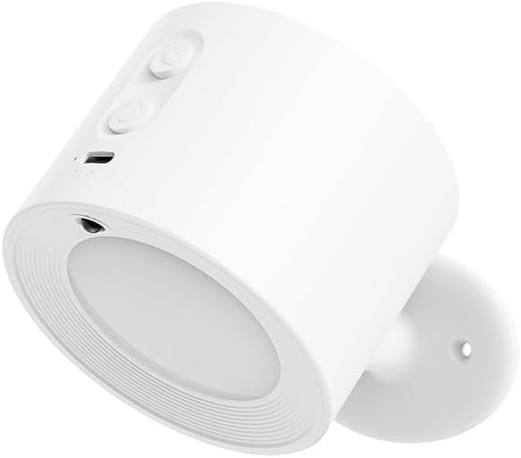 LED Wall Mount Light with Projection Rechargeable Wall Light, 3 Color Temperatures, Remote Control and Touch, 360° Rotating Dimmable Cordless Wall Light for Study Bedroom Reading Bedside (white)