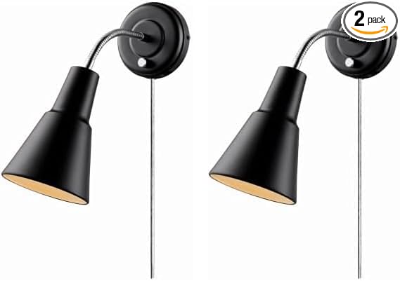 Globe Electric 65312 Ramezay Gooseneck Sconce, Matte Black (Pack of 2)