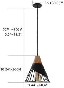 Pendant Lights Kitchen Black 2 Pack,Industrial Modern Lighting Hanging Lamps,Wood Dome Minimalist Industrial Ceiling Hanging Lights for Kitchen Island,Dining Room,Living Room,Bedroom,Hallway