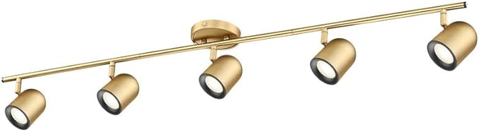 FEMILA 44" Adjustable LED Track Light - 4000K Gold Ceiling Track Lighting Fixture, Rotatable | Modern Kitchen Track Lights | Versatile LED Track Lighting Kit, 4FS78TL-5 BG