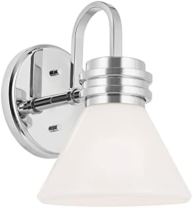 Kichler Farum 7.25" 1-Light Wall Sconce with Opal Glass in Chrome, for Fireplace, Kitchen, Bedroom, Hallway, or Vanity, (7.25" W x 9.5" H) 55153CH