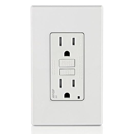 Leviton Dual-Function AFCI/GFCI Outlet,15 Amp,Self Test,Tamper-Resistant with LED Indicator Light,Protection from Both Electrical Shock and Electrical Fires in Device,AGTR1-W,White,(Pack of 10)
