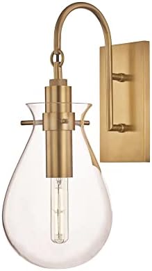 Hudson Valley Lighting Valley BKO100-AGB Transitional LED Wall Sconce from Ivy Collection in Brass - Antique Finish Aged Brass Clear Glass