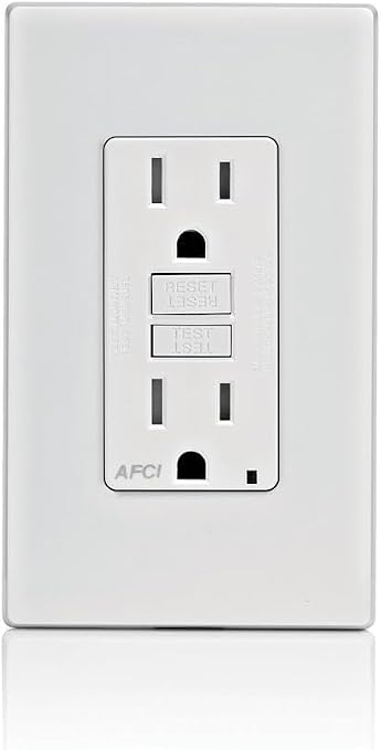 Leviton AFCI Outlet, 15 Amp, Self Test, Tamper-Resistant with LED Indicator Light, Protection from Electrical Fires, AFTR1-W, White (Pack of 10)