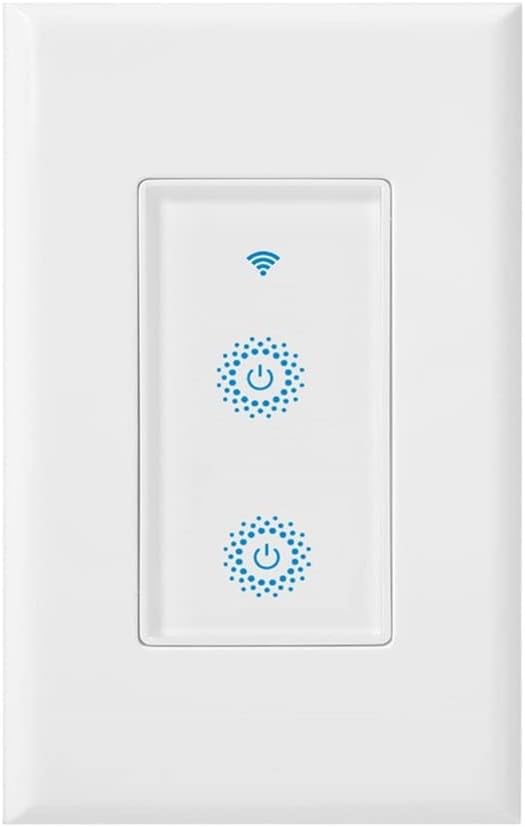 Nexete Smart Wi-Fi Double Light Switch, 2 in1 Single Pole Switch Compatible with Alexa Google Home,Voice Control, Timing Function,Neutral Wire Required(Double)