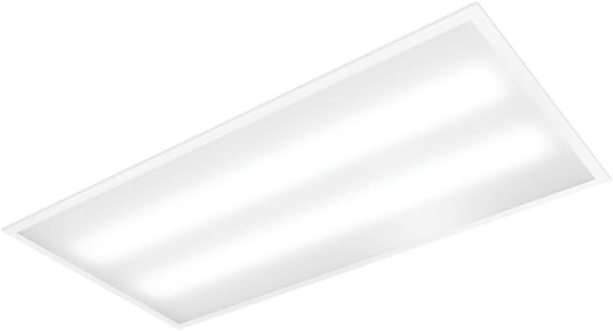 Lithonia Lighting GTX 2x4 LED Flat Panel Light, 2 ft. x 4 ft. LED Light Panel, Ceiling Lighting Fixture for Shop Lighting, Back Lit, 5000 Lumens, 4000K Cool White, A12 Prismatic Lens, White