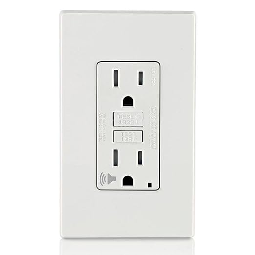 Leviton GFCI Outlet with Audible Alarm, 15 Amp, Self Test, Tamper-Resistant with LED Indicator Light, Great for Refrigerators in Garages, GFTA1-W, White
