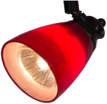 4 Lights Fixed Track Lighting Kit - Dark Bronze Finish - Red Glass Shade - Wave Bar - D268-44C-DB-BRED