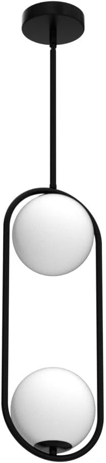 SeeU Modern Style Pendant Lighting Mid Century Pendant Light Fixture Hanging Lighting Fixture Vintage Style with White Globe Glass Lampshade Pendant Chandelier for Kitchen Island Dining Room Bedroom