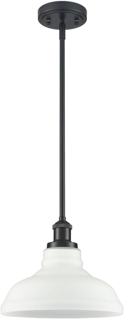 HOLKIRT Black Kitchen Pendant Light with Opal Glass Dimmable Hanging Rod Pendant Lighting for Kitchen Island, Kitchen Sink,Bedroom Dining Foyer,Adjustable Height