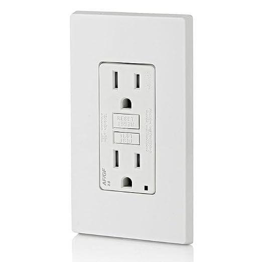 Leviton Dual-Function AFCI/GFCI Outlet,15 Amp,Self Test,Tamper-Resistant with LED Indicator Light,Protection from Both Electrical Shock and Electrical Fires in Device,AGTR1-W,White,(Pack of 10)