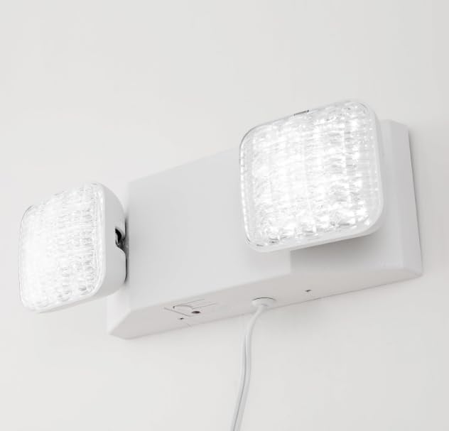 TANLUX LED Emergency Lights with Battery Backup, Commercial Emergency Light Fixtures for Business Home Power Failure Emergency Exit Sign Lighting with 1.0 Meter Plug in Cord AC120V(White, 4 Pack)