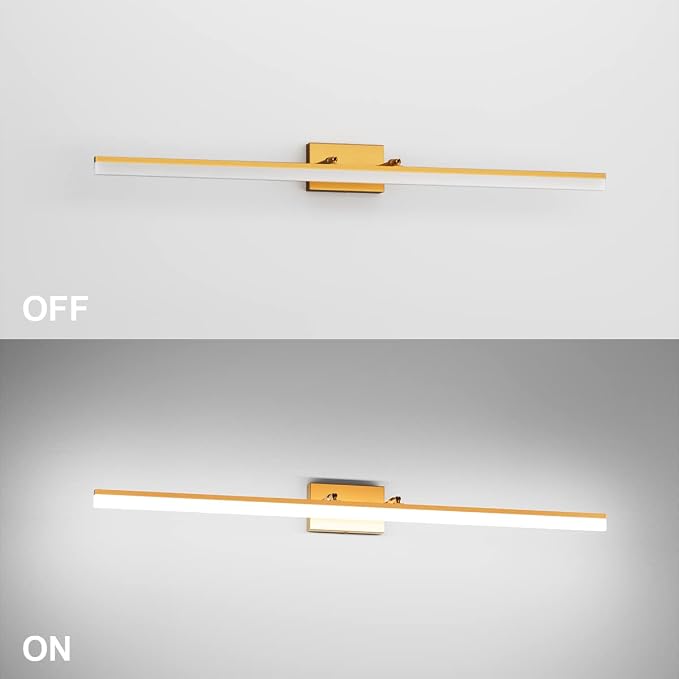 Aipsun Copper Bathroom Vanity Light 48inch Adjustable Modern LED Vanity Light for Bathroom Gold Lights Fixtures 5500K