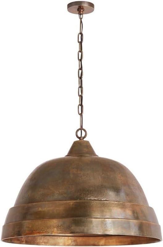 Capital Lighting 335313XB Sedona Handcrafted Sand-Cast Aluminum Industrial Metal Dome Pendant, 1-Light 100 Watts, 20" H x 28" W, Oxidized Brass
