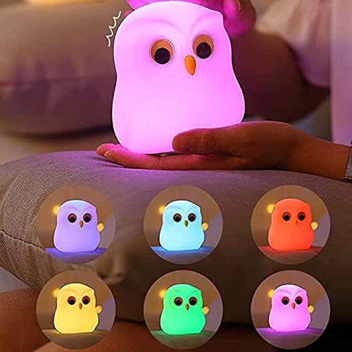 Cute Owl Kids Night Light,USB Rechargeable Cute Animal Lamps,Creative Symphony Night Light Children Feeding Light at Night,Touch Control,Safe Silicone,ABS+PC Material Bedside Lamp（White）