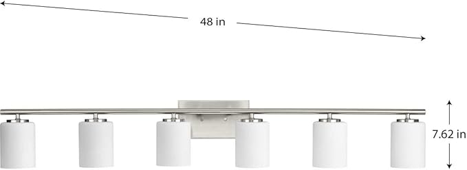 Progress Lighting Replay Collection 48 in. 6-Light Brushed Nickel Etched White Glass Modern Bath Vanity Light